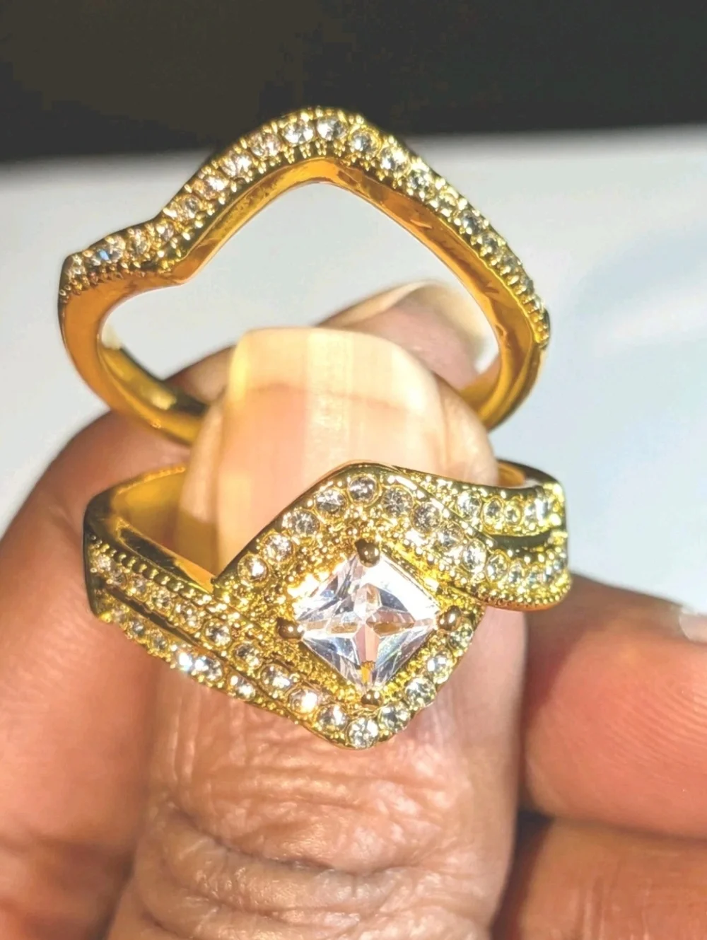 3Ct Lab-Created Diamond Engagement Bridal Ring Set 14K Yellow Gold Plated Sz 10